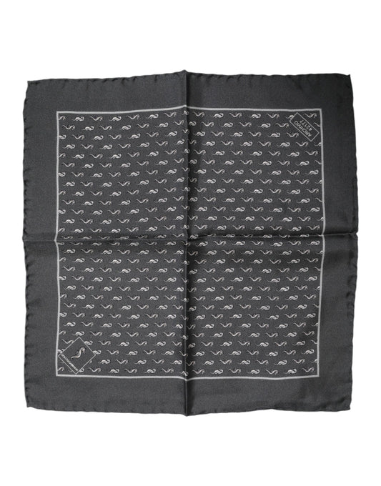 Foulard carré en soie imprimé poisson noir pour homme