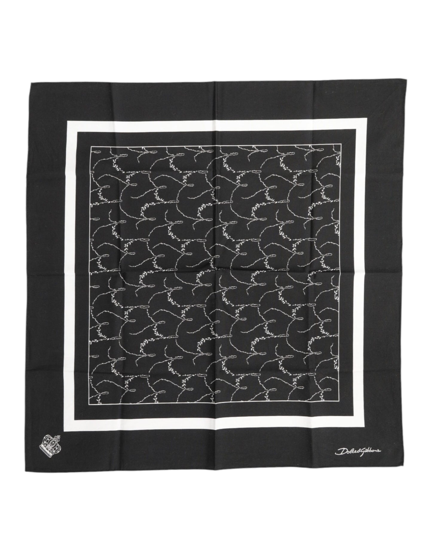 Foulard carré imprimé noir et blanc pour homme
