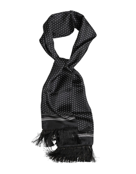 Foulard à franges à pois noirs et blancs