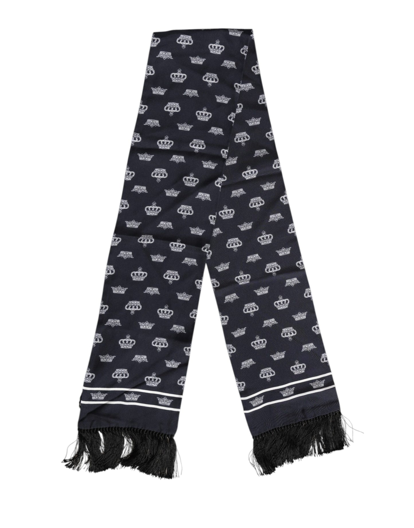 Foulard homme en soie noire à franges