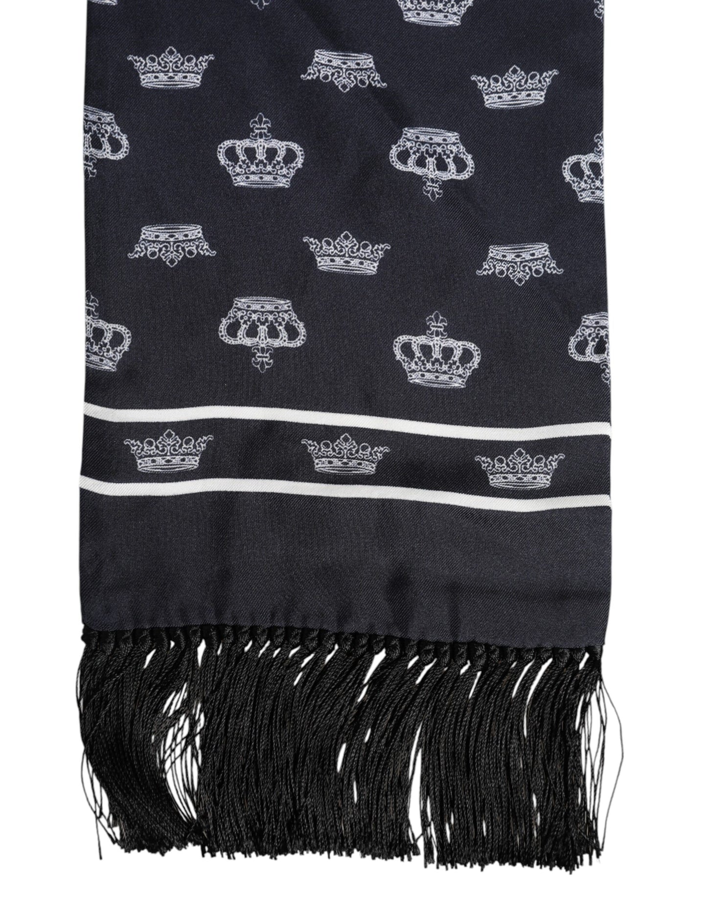 Foulard homme en soie noire à franges