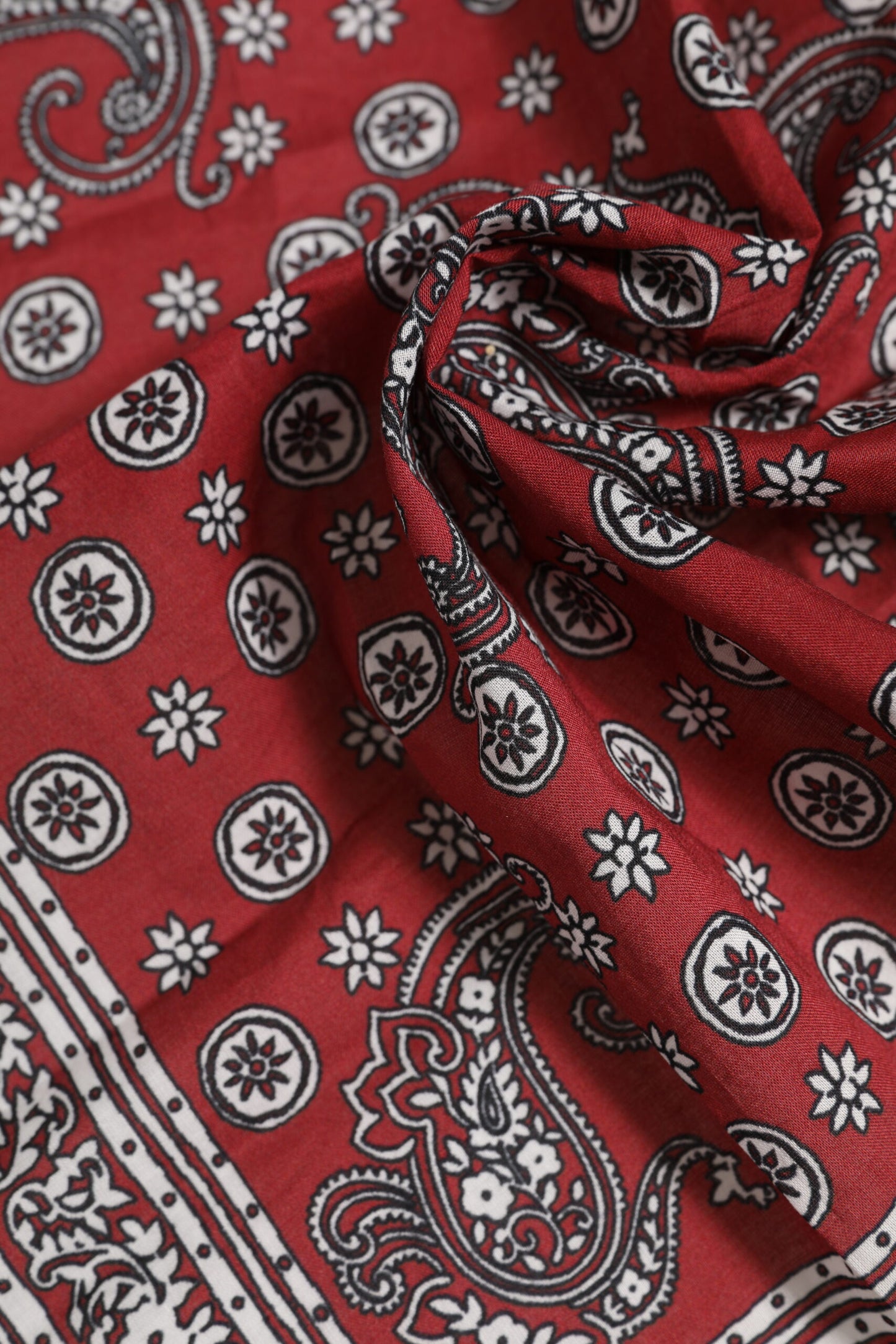 Red Floral Cotton Square Foulard Scarf