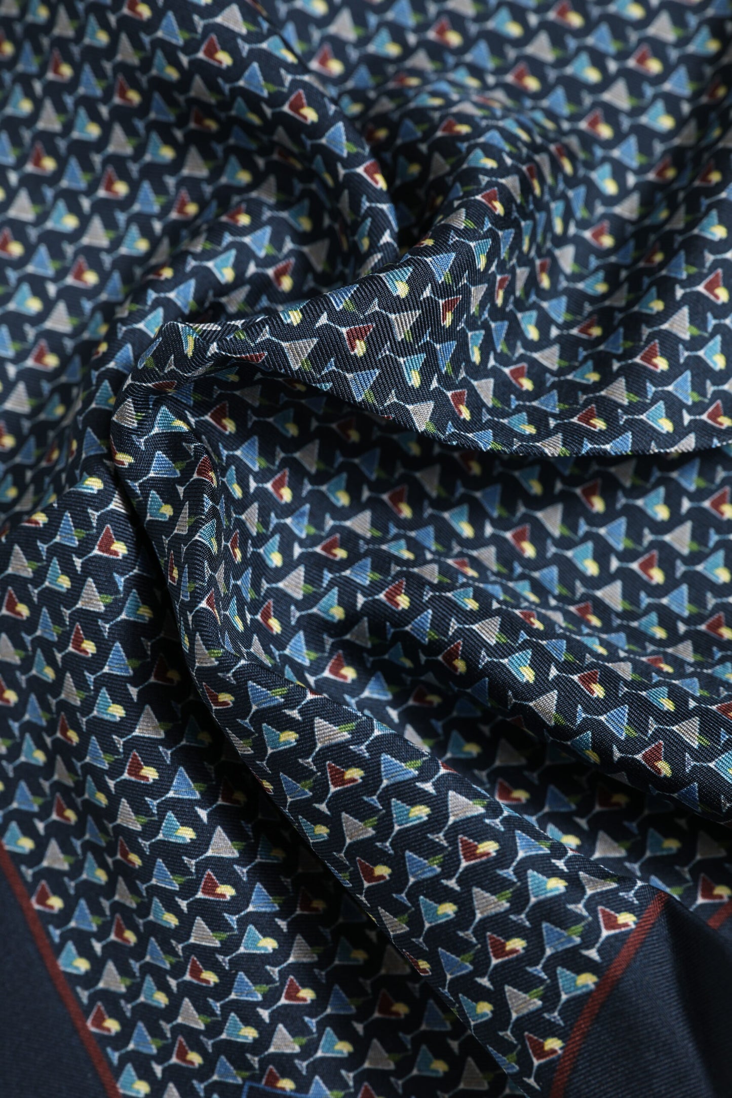 Pañuelo cuadrado de seda tipo fular para cóctel azul