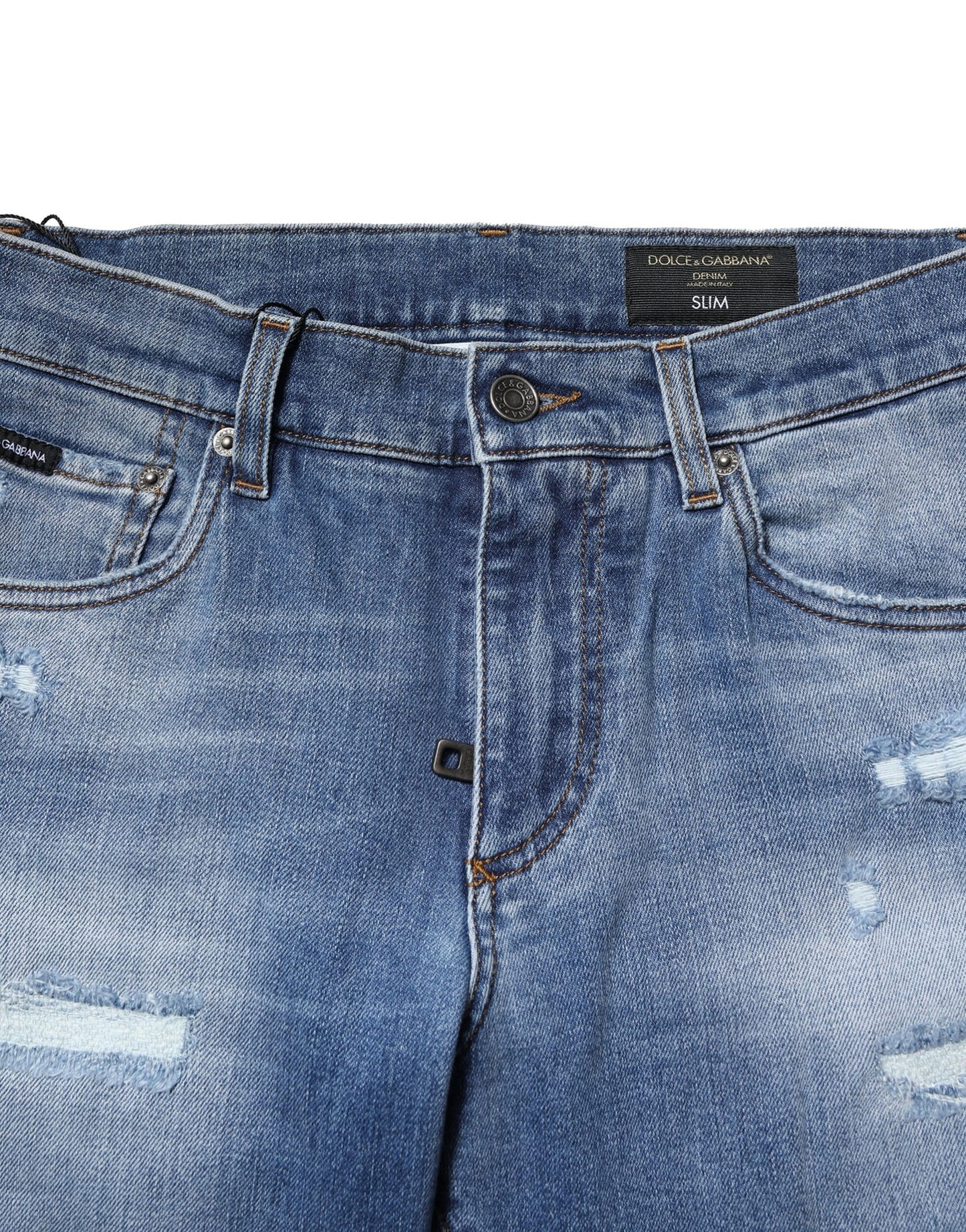Vaqueros ajustados de algodón lavado azul para hombre