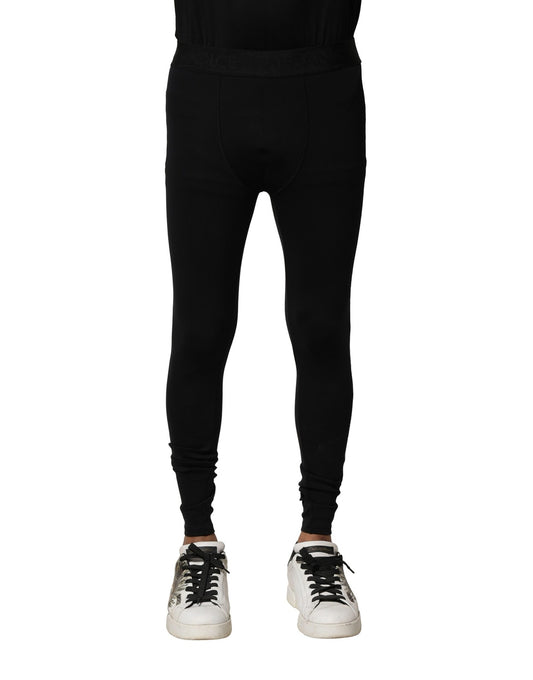 Leggings negros de nailon elástico con logotipo para hombre