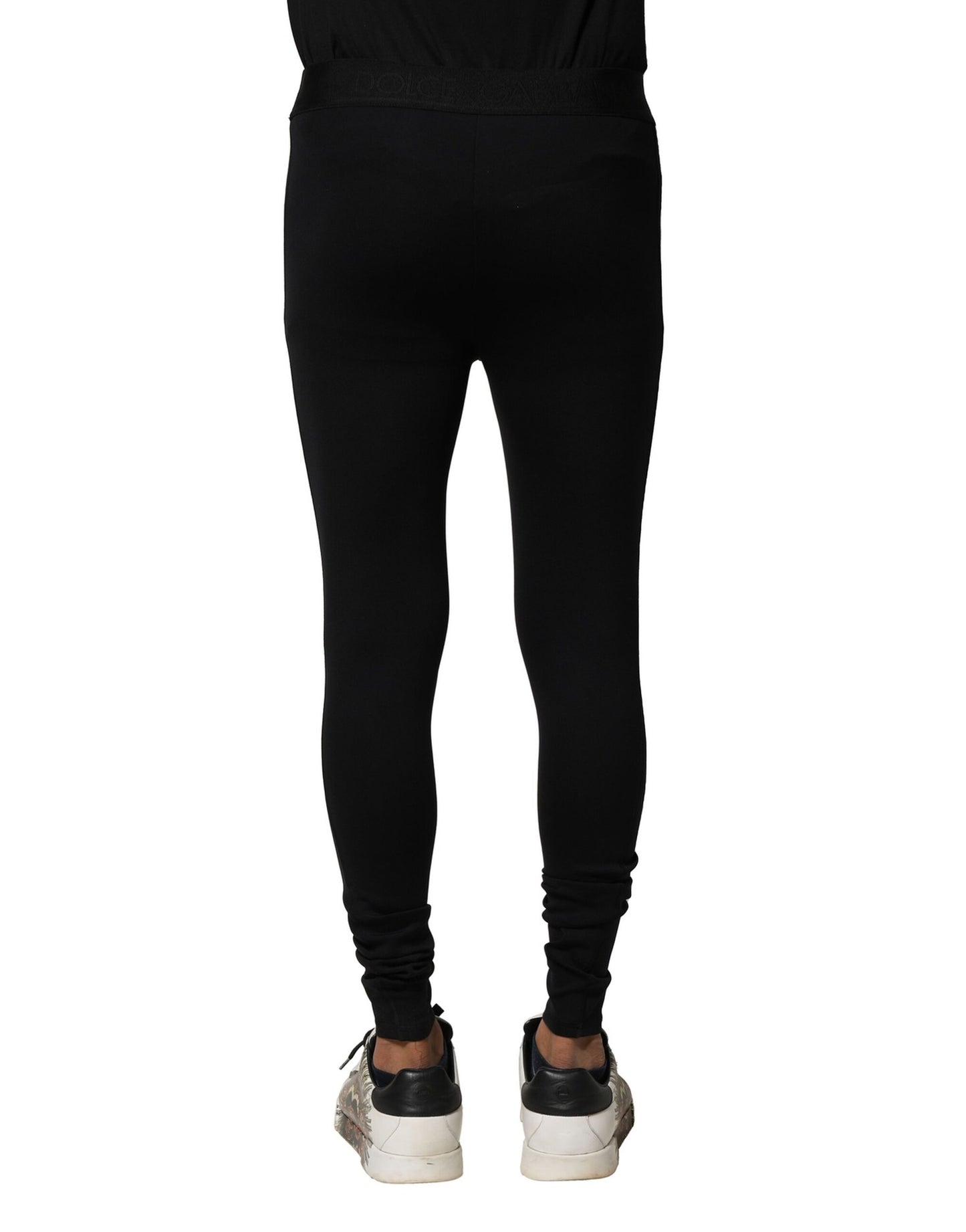 Leggings negros de nailon elástico con logotipo para hombre