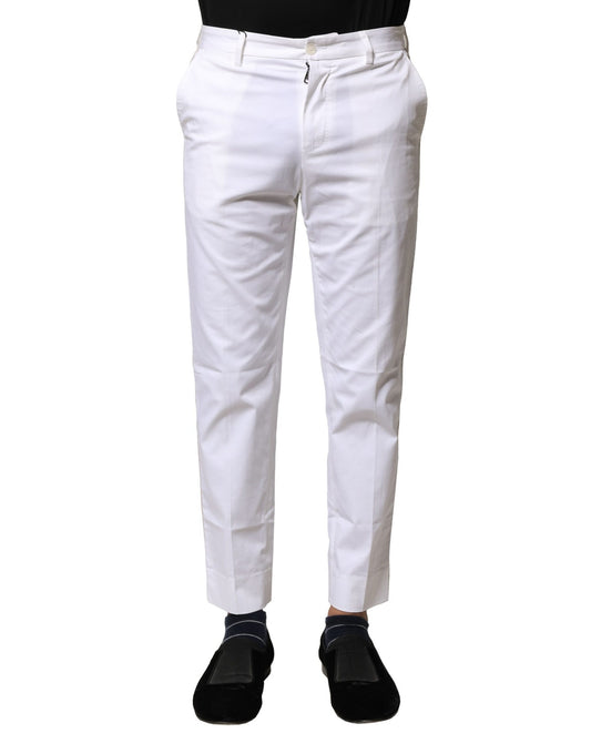 Pantalones rectos de algodón blanco con logo para hombre