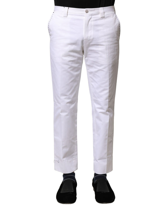Pantalones rectos de algodón blanco con logo para hombre