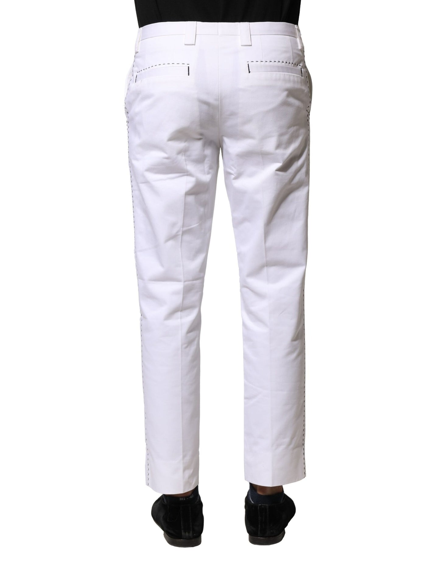 Pantalones rectos de algodón blanco con logo para hombre