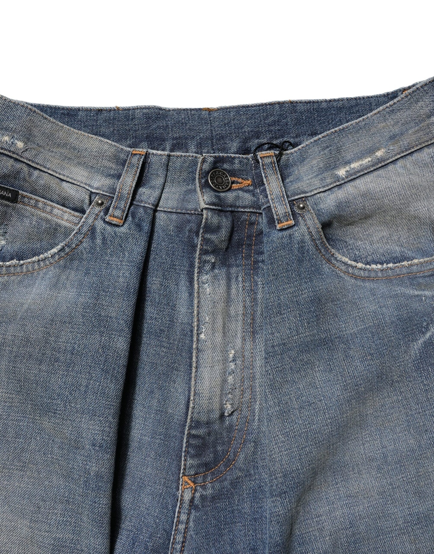 Vaqueros de algodón azul desgastados para hombre