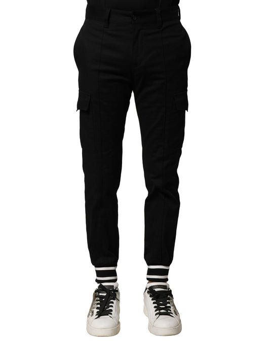 Pantalones cargo negros de algodón para hombre