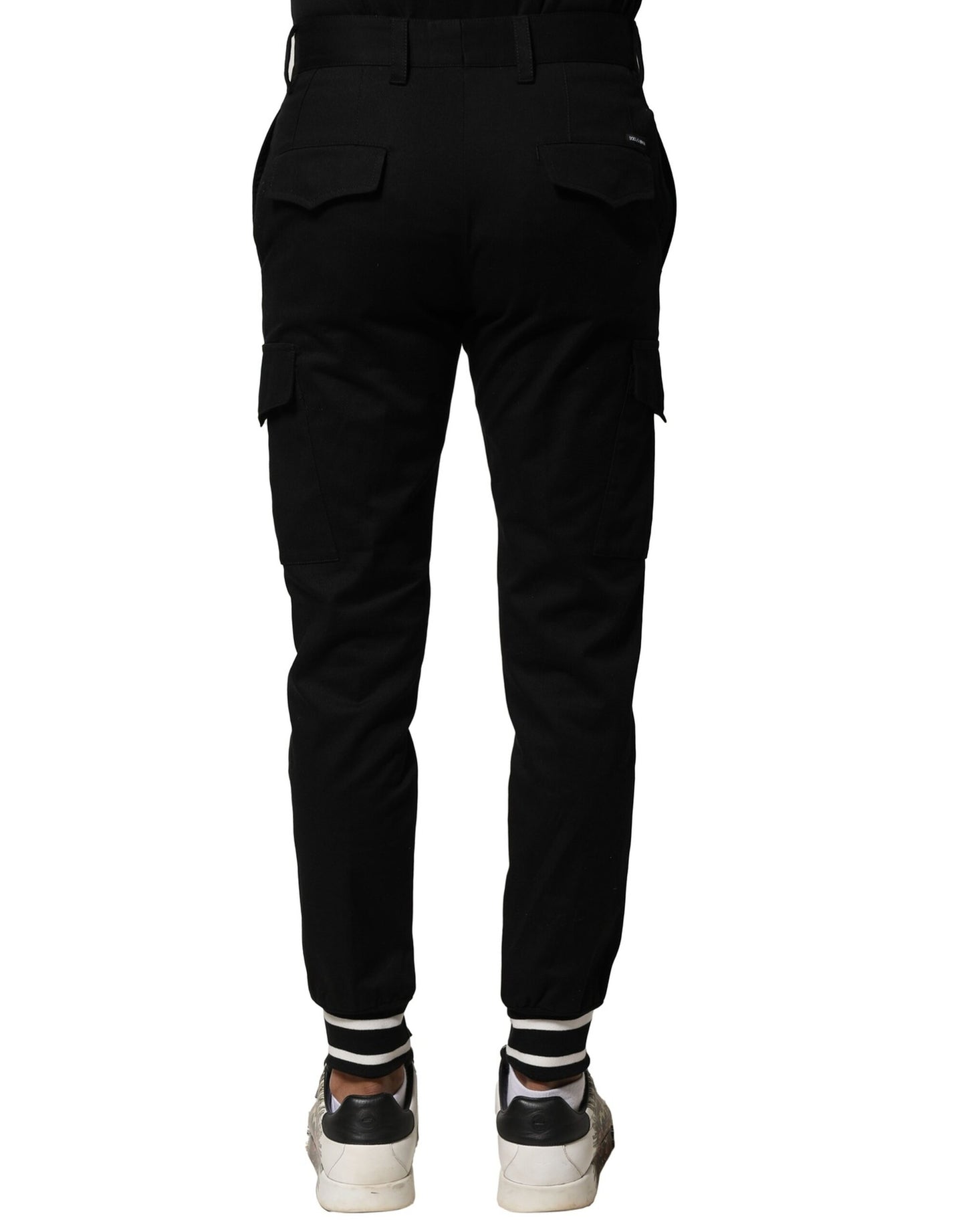 Pantalones cargo negros de algodón para hombre