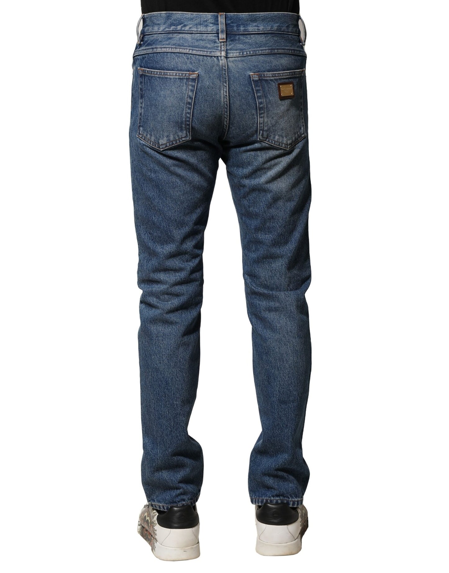 Vaqueros ajustados de algodón azul elástico para hombre
