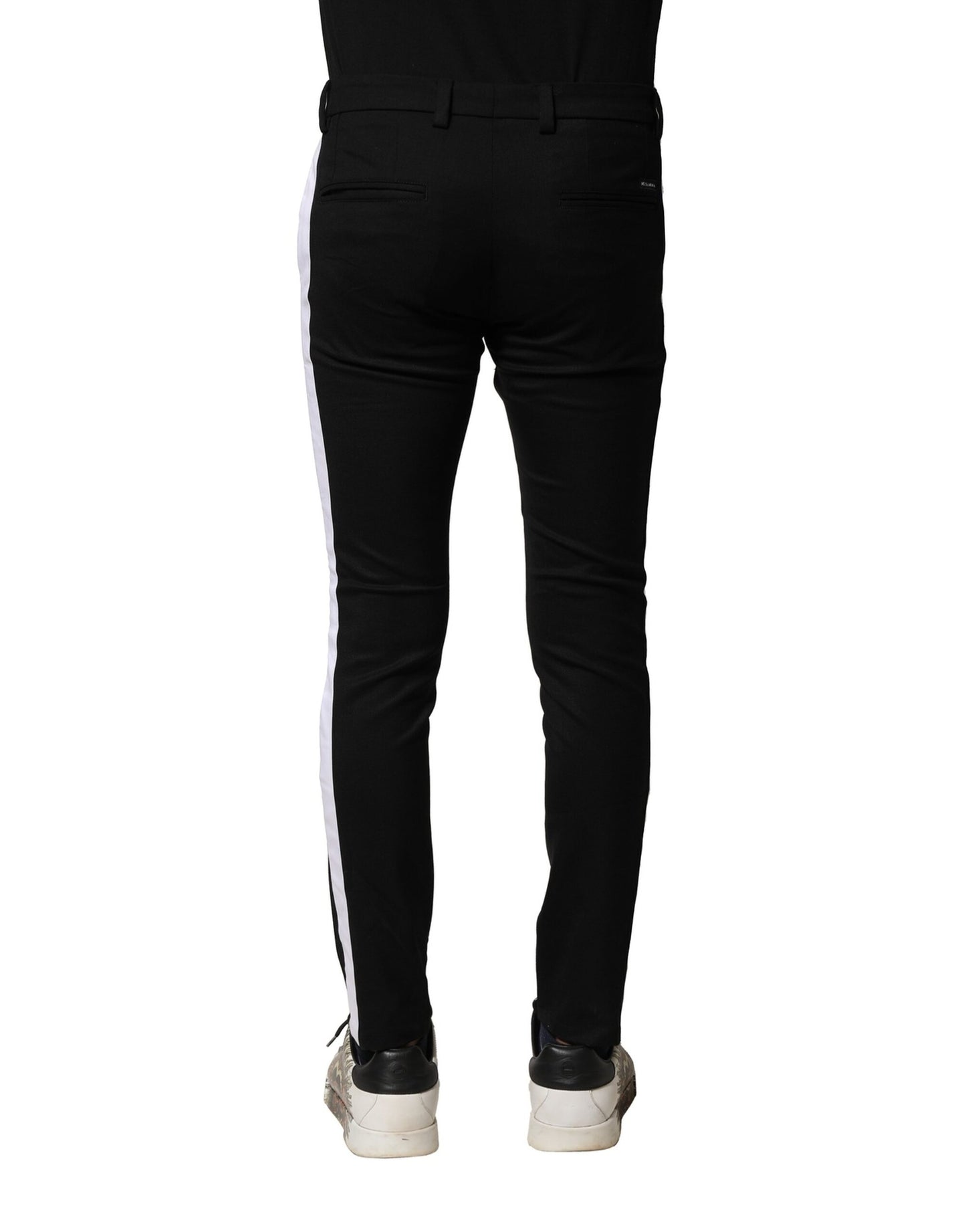 Pantalones ajustados de cintura media de lana negra para hombre