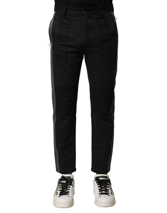 Pantalones cónicos de algodón gris y negro para hombre