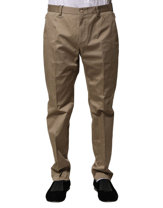 Pantalones formales cónicos de algodón marrón para hombre