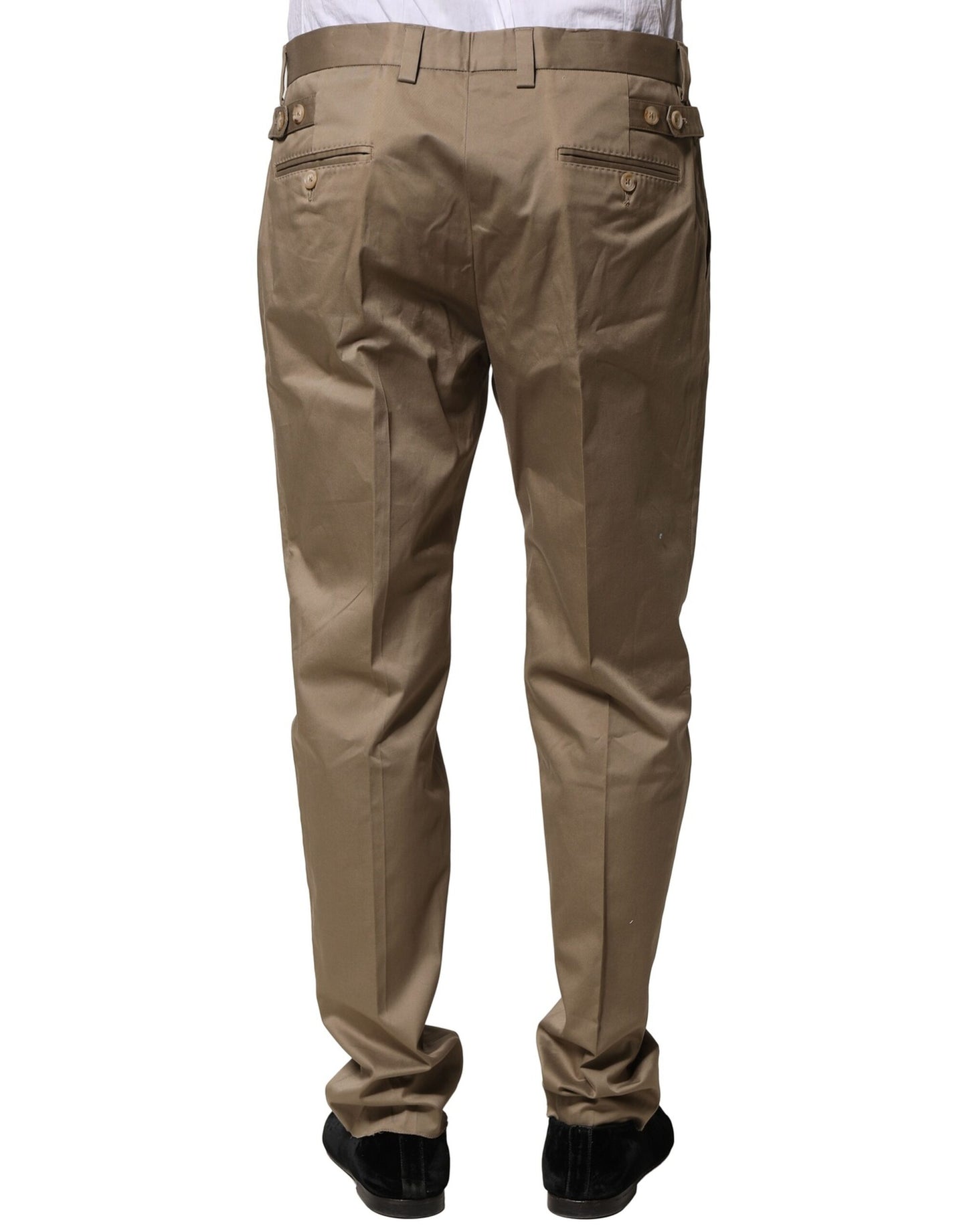 Pantalones formales cónicos de algodón marrón para hombre