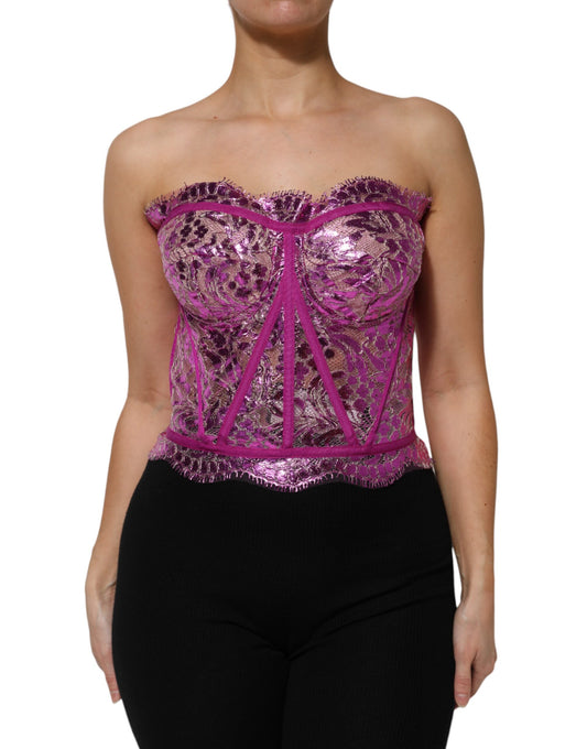 Blusa corsé sin mangas con bustier rosa