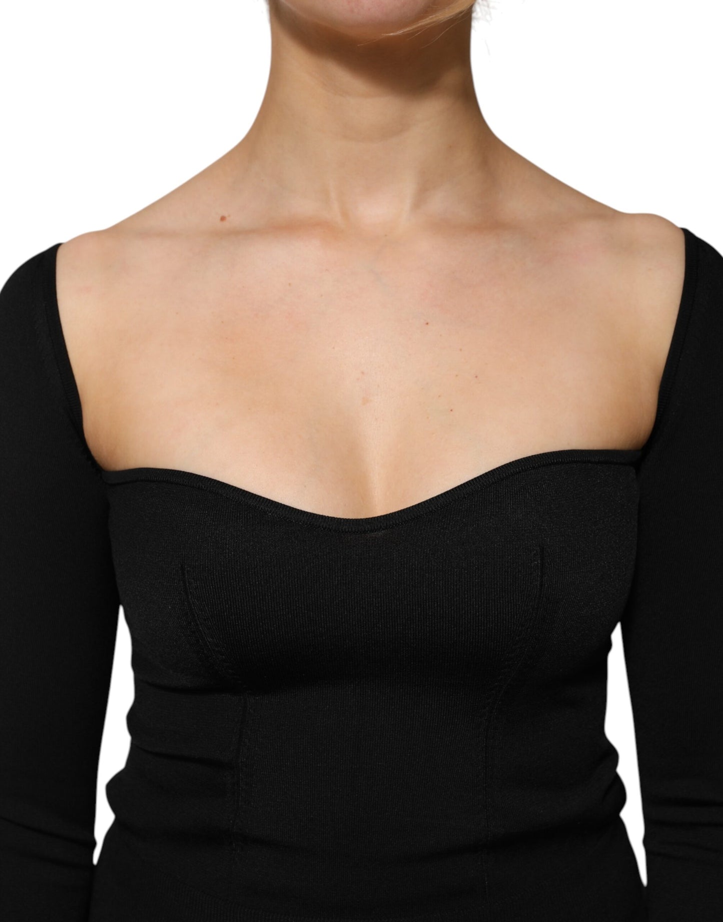 Blusa de manga larga de viscosa negra