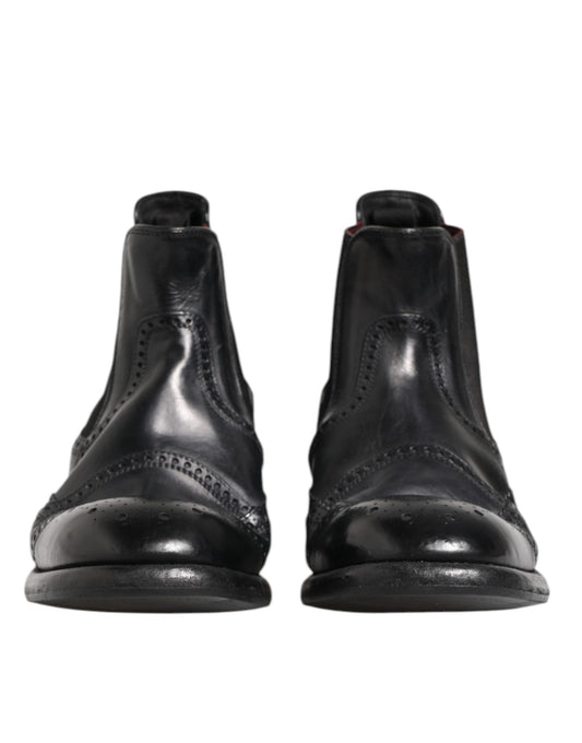 Botines de cuero negro sin cordones