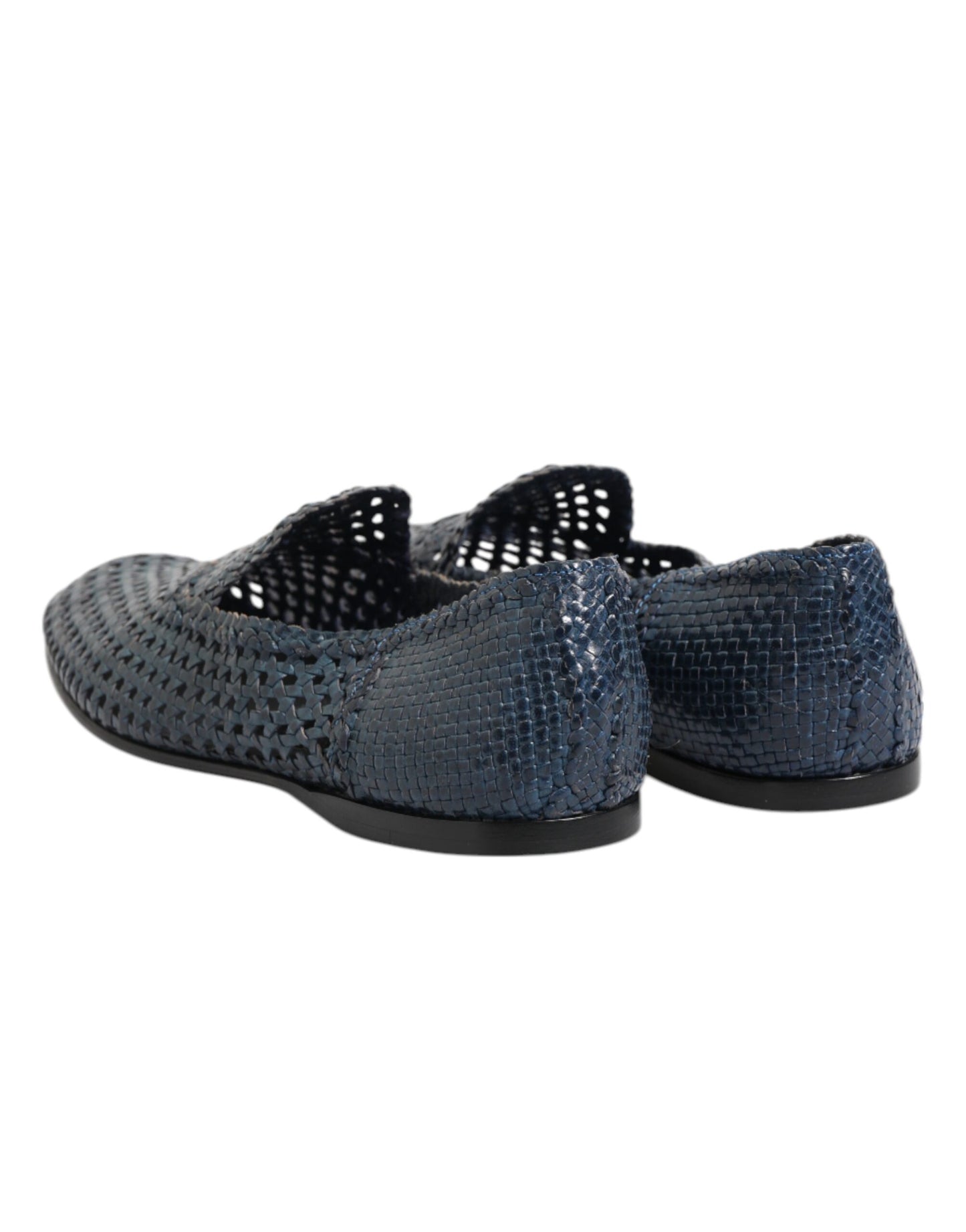 Mocasines de piel tejida azul sin cordones