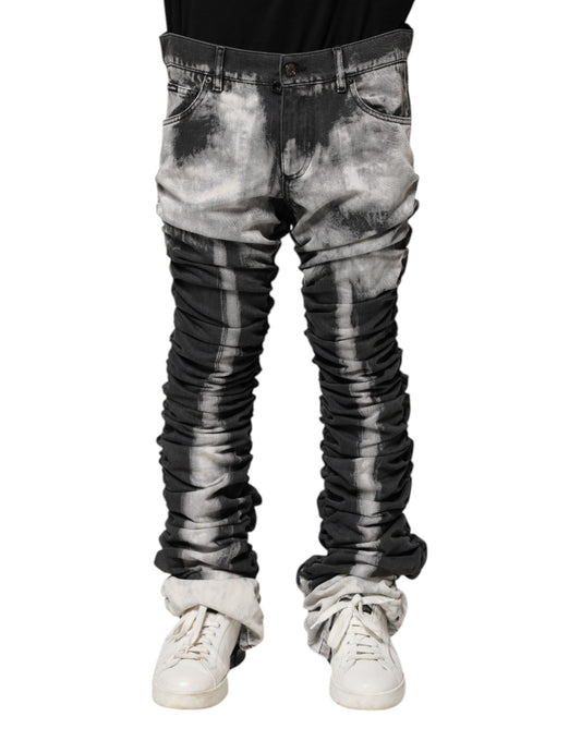 Vaqueros rectos negros con efecto tie-dye