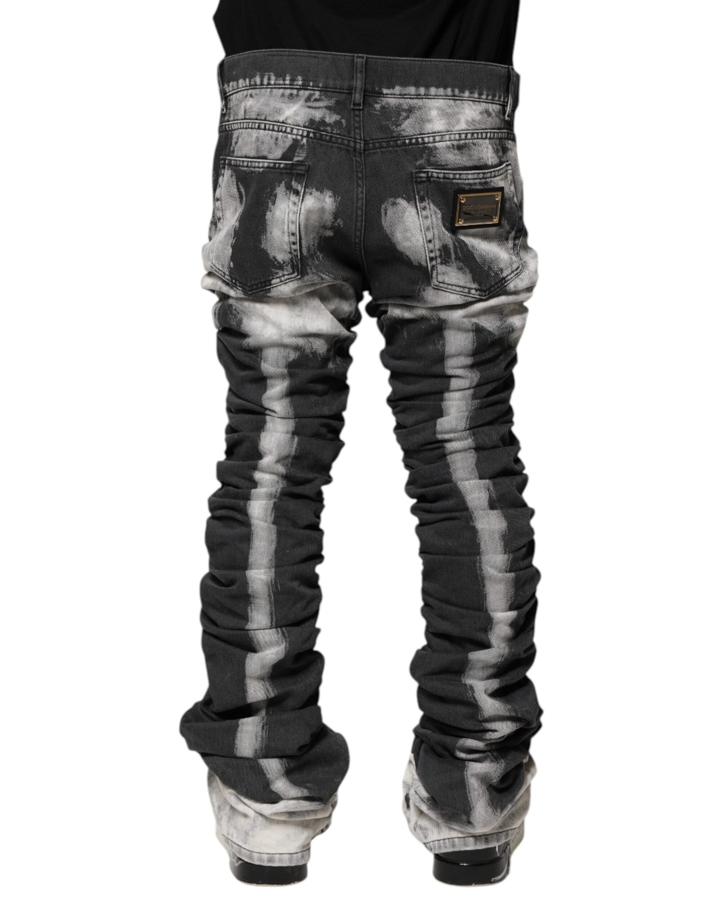 Vaqueros rectos negros con efecto tie-dye