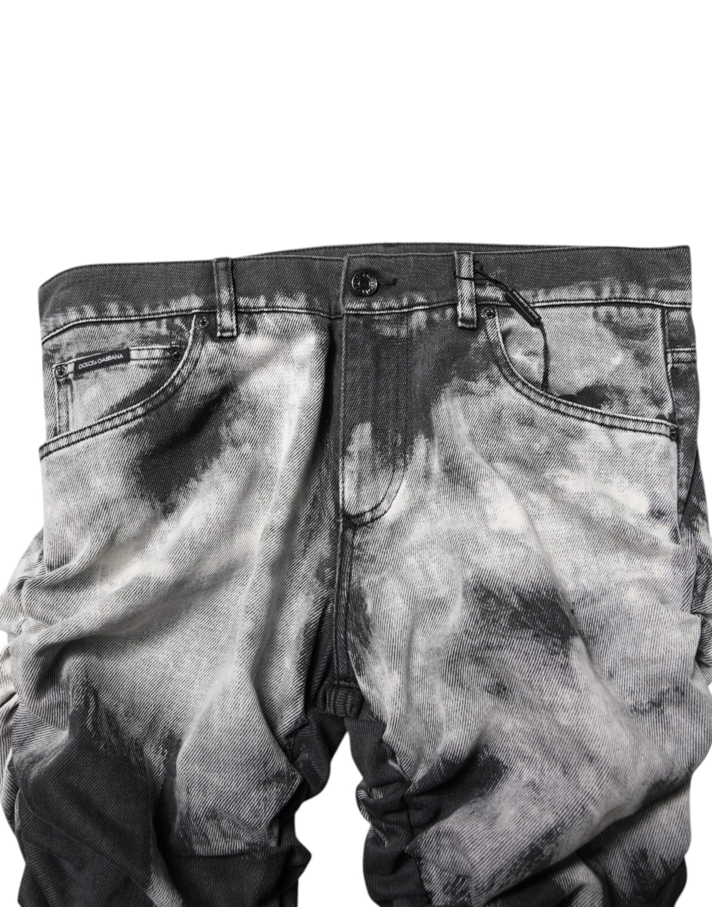 Vaqueros rectos negros con efecto tie-dye