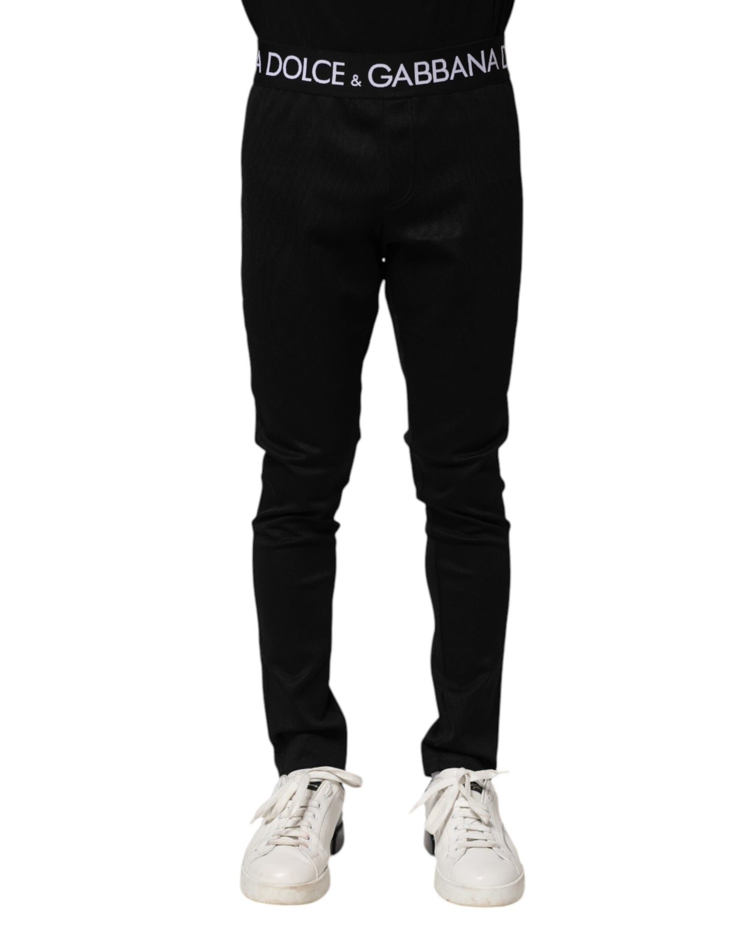 Pantalones deportivos ajustados de nailon negro para hombre