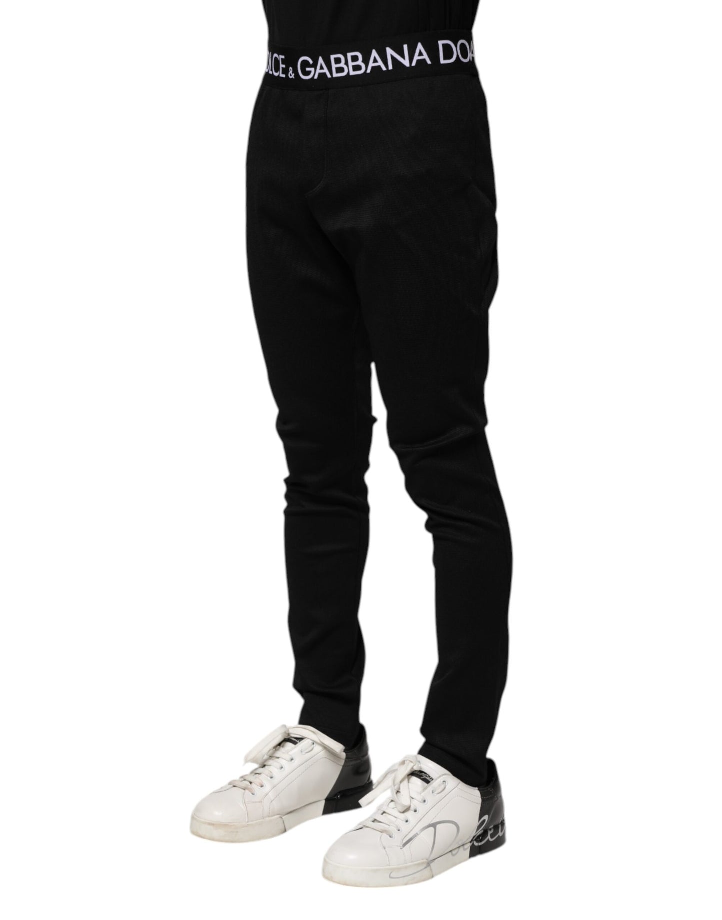 Pantalones deportivos ajustados de nailon negro para hombre