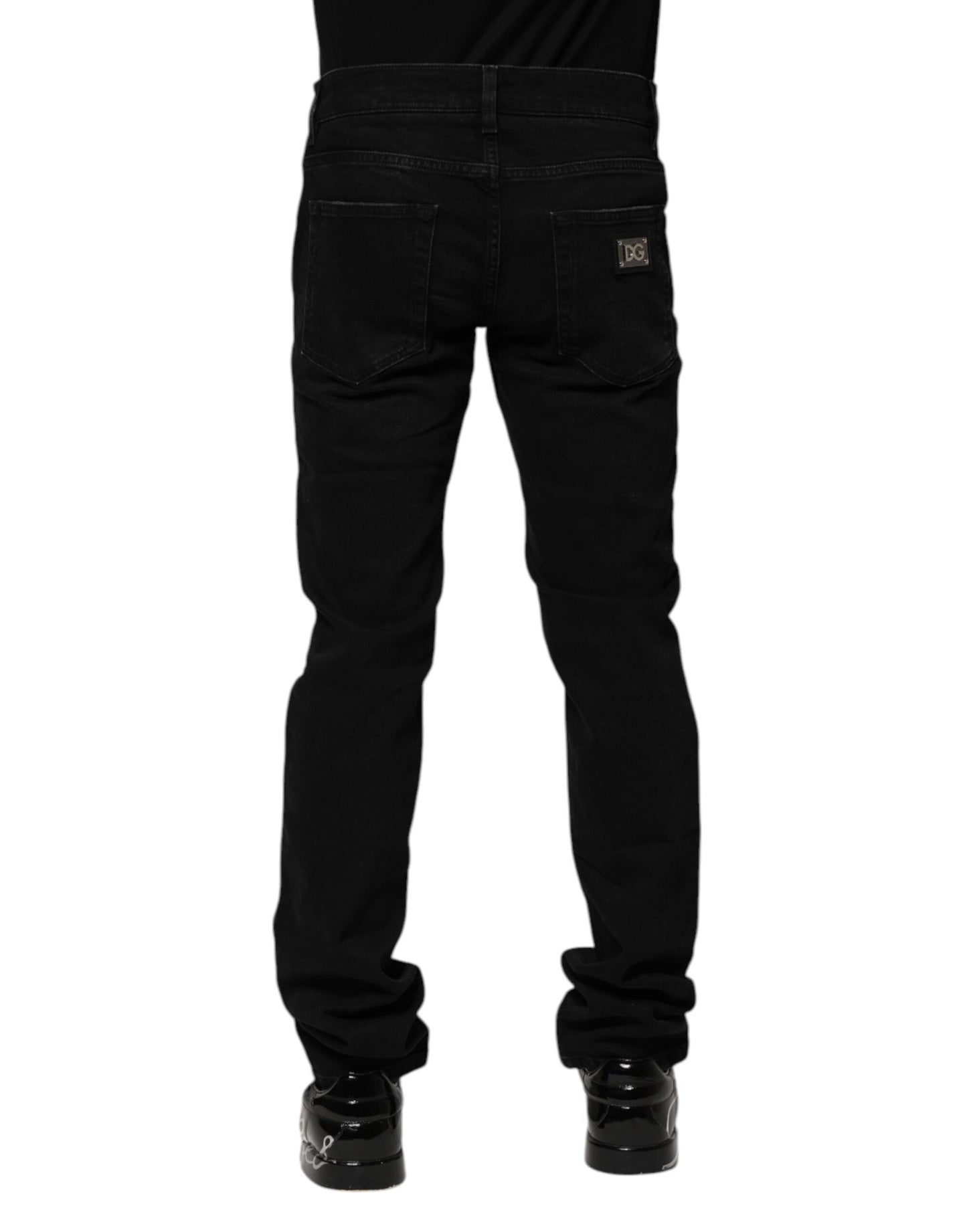 Vaqueros ajustados de algodón negro para hombre