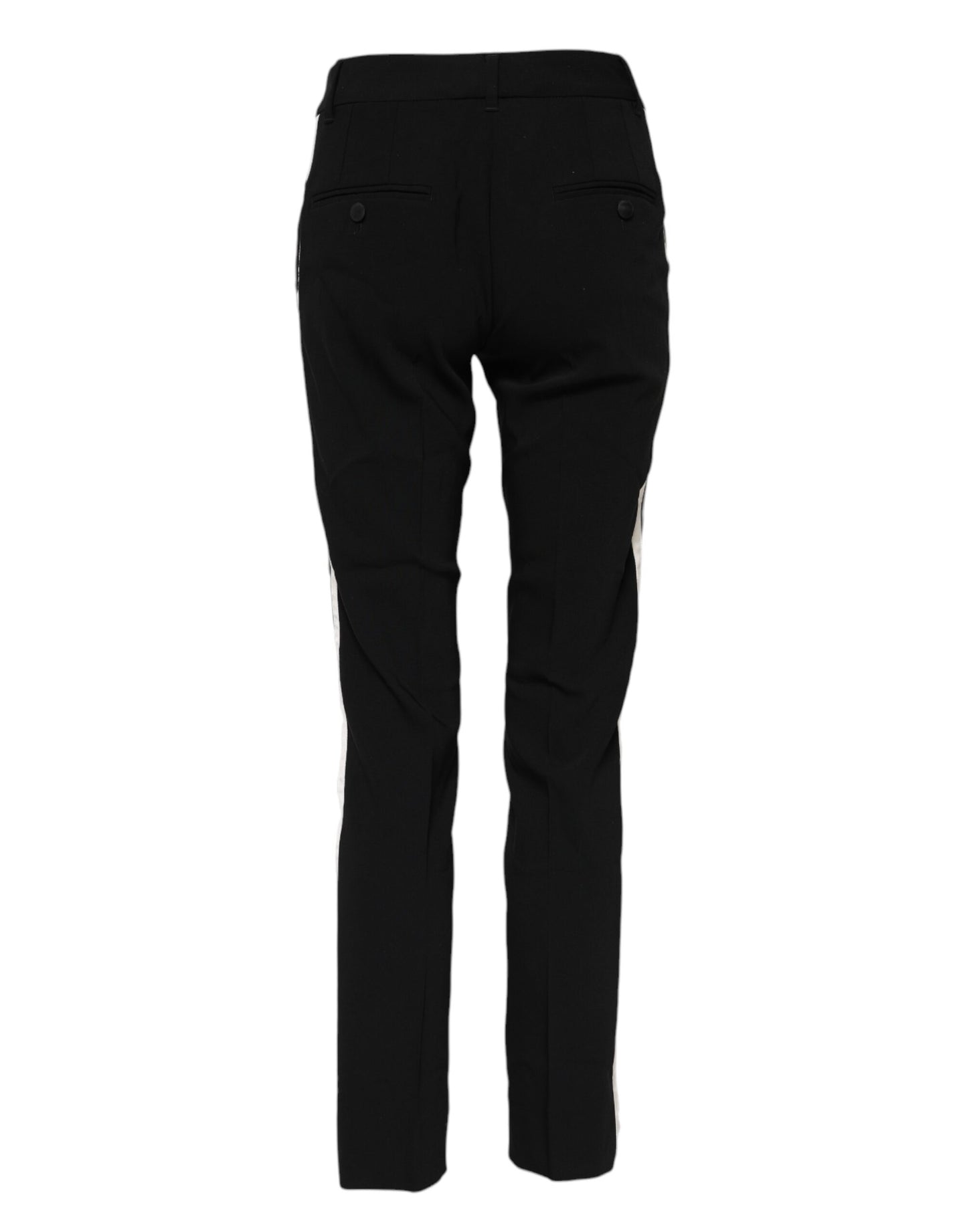 Black Wool Mid Waisted Tapered Dress Pants