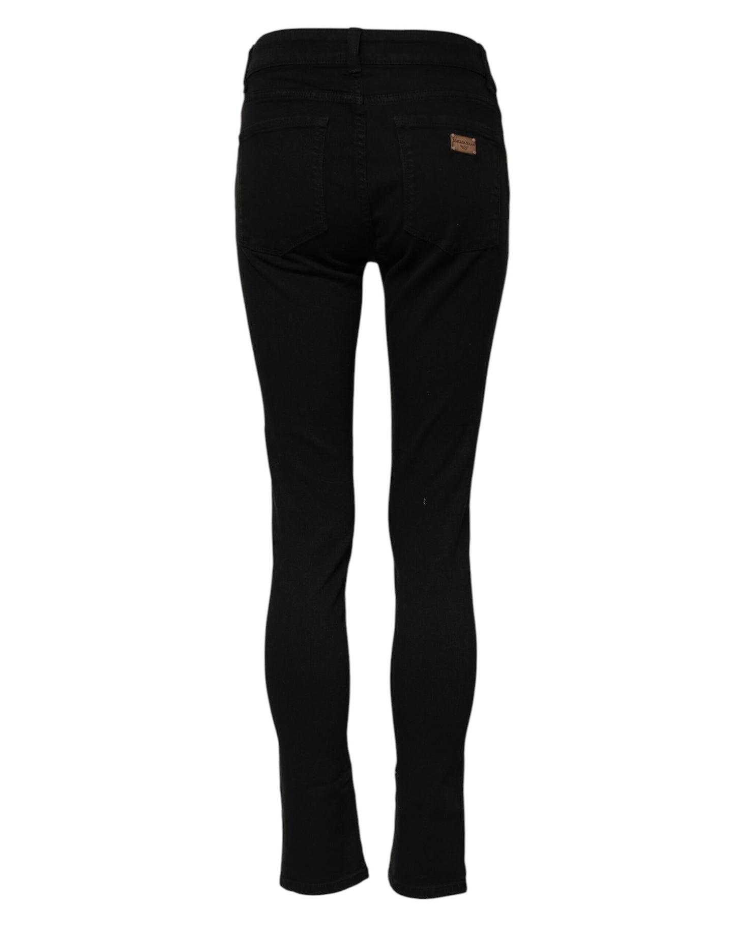 Jean skinny noir en coton taille moyenne