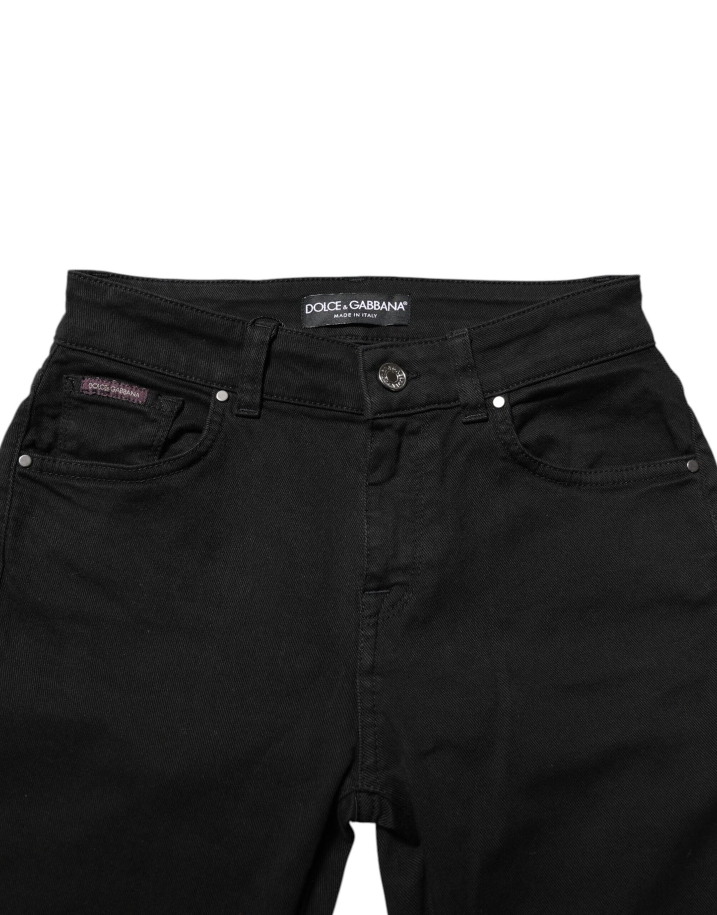 Jean skinny noir en coton taille moyenne