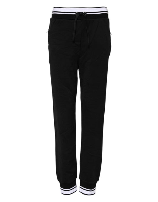 Pantalones deportivos de cintura media de algodón negro