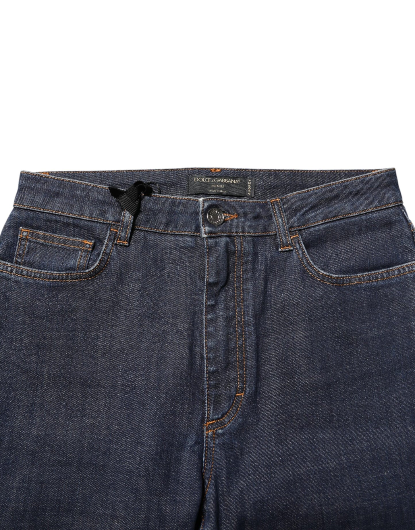 Vaqueros de mezclilla de cintura media AUDREY con parche de la Reina Azul