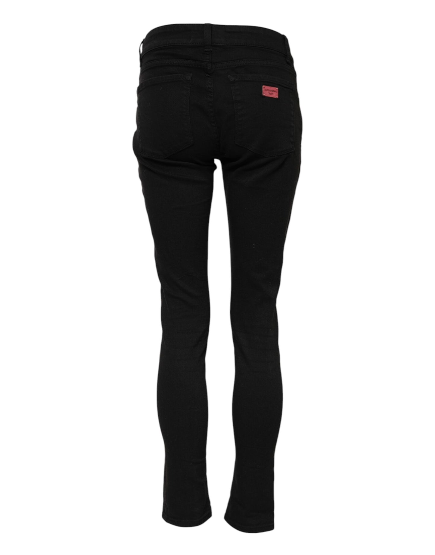 Jean skinny noir en coton taille moyenne