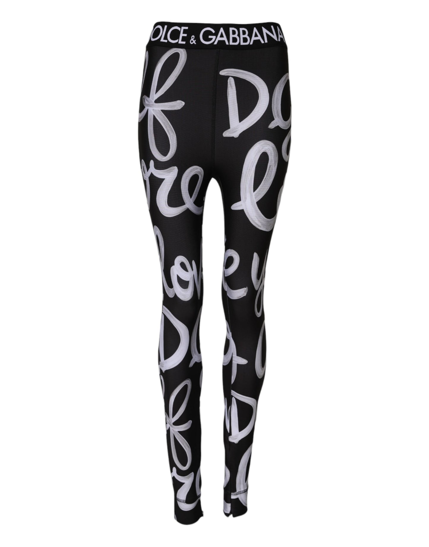 Pantalon taille moyenne en polyester noir avec logo imprimé