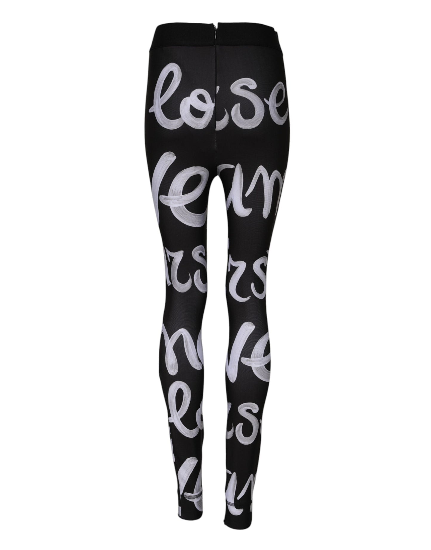 Pantalon taille moyenne en polyester noir avec logo imprimé