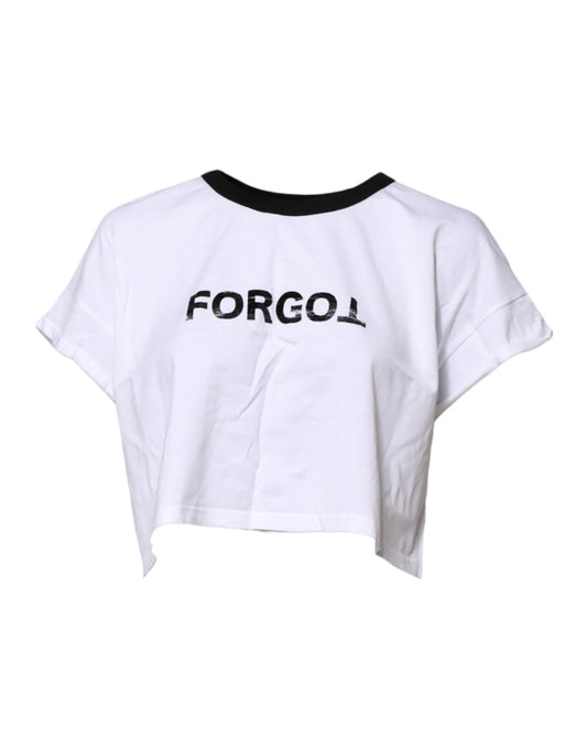 Camiseta corta de cuello redondo con estampado gráfico blanco
