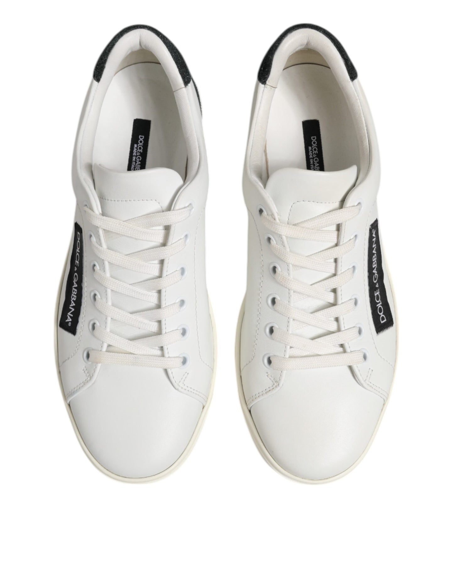 Zapatillas deportivas de cuero blanco y negro con cordones para hombre