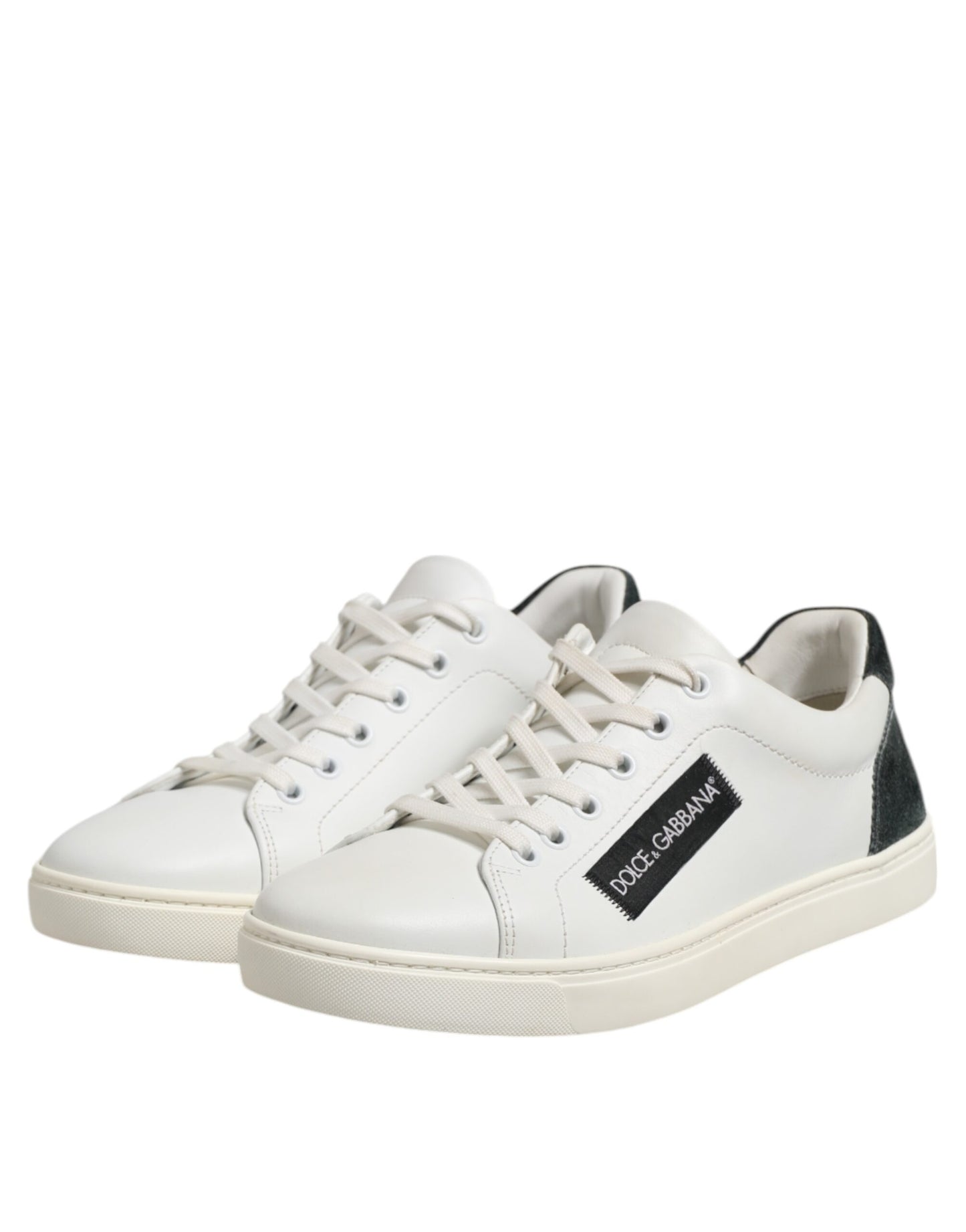 Zapatillas deportivas de cuero blanco y negro con cordones para hombre