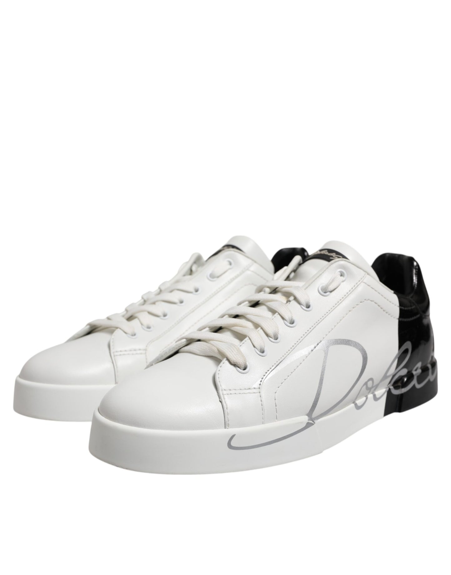 Zapatillas deportivas bajas de cuero con logo blanco y negro