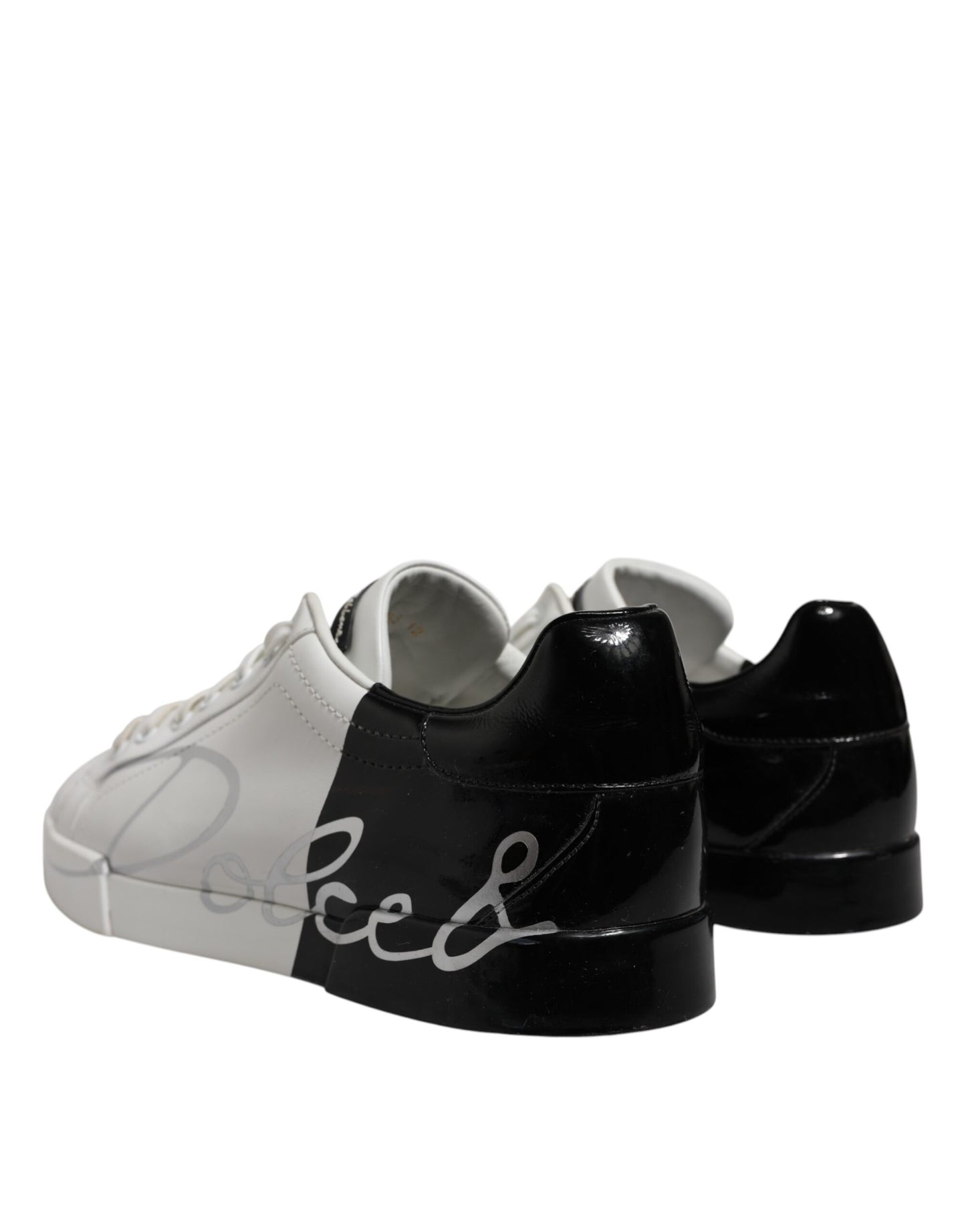 Zapatillas deportivas bajas de cuero con logo blanco y negro