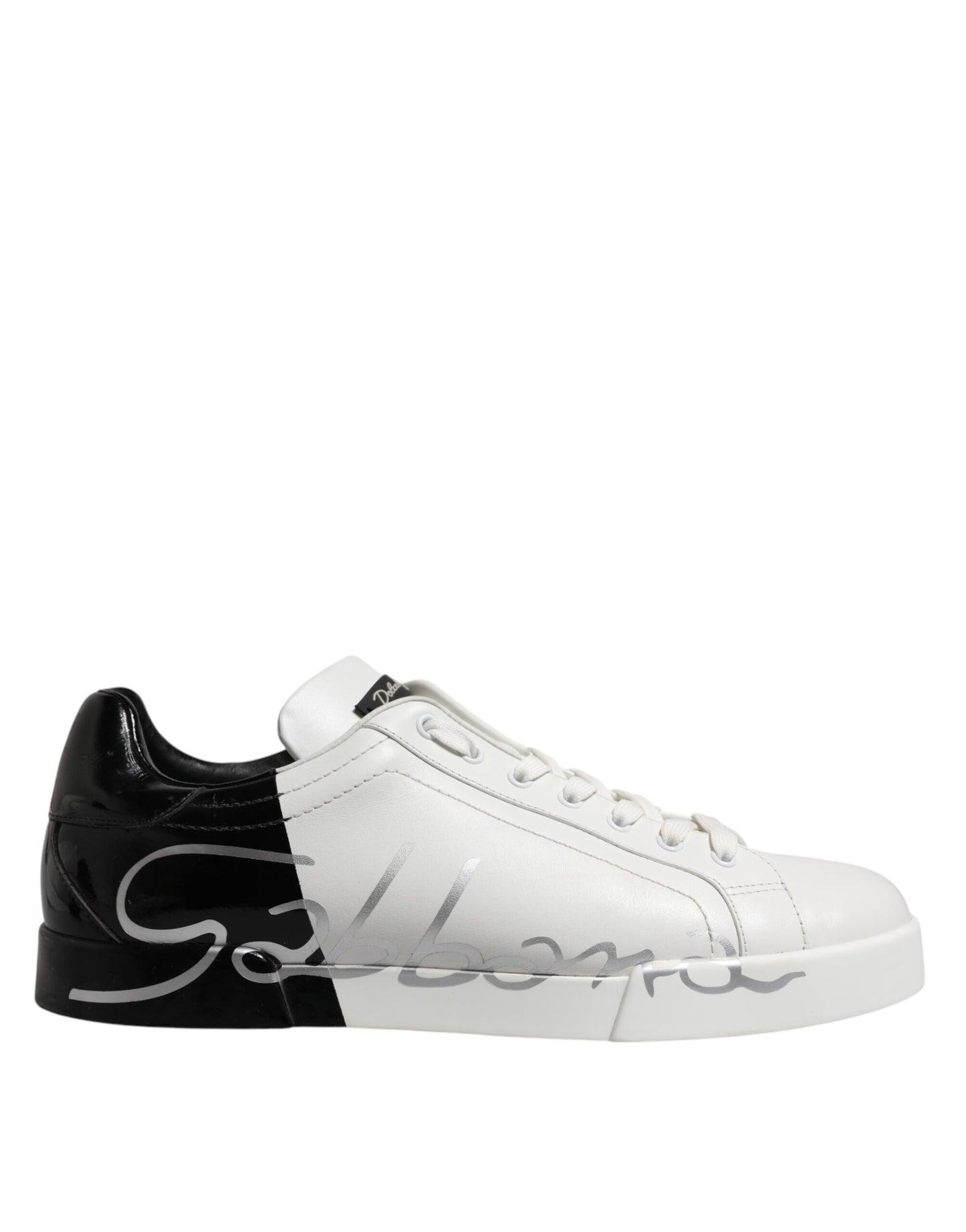 Zapatillas deportivas bajas de cuero con logo blanco y negro