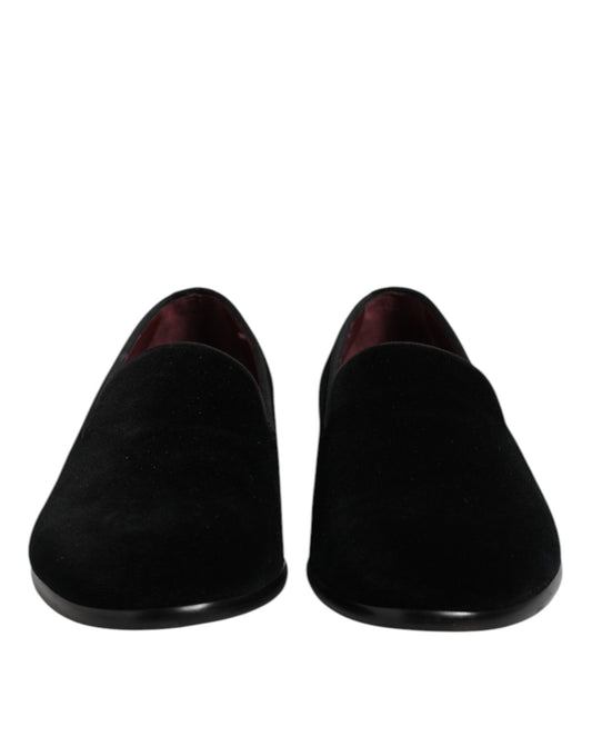 Mocassins à enfiler en velours noir, chaussures habillées