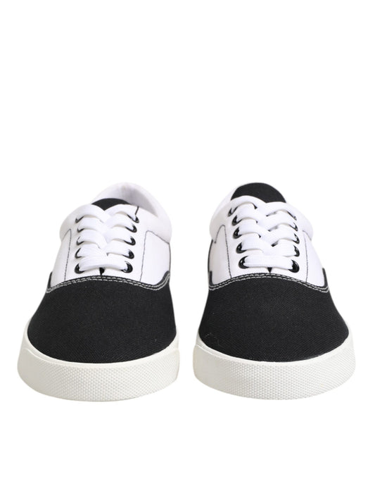 Zapatillas deportivas de lona de algodón negra con cordones para hombre