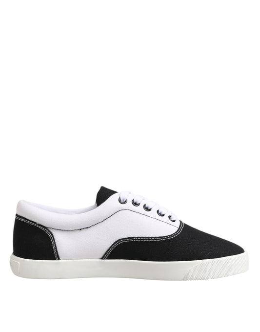 Zapatillas deportivas de lona de algodón negra con cordones para hombre