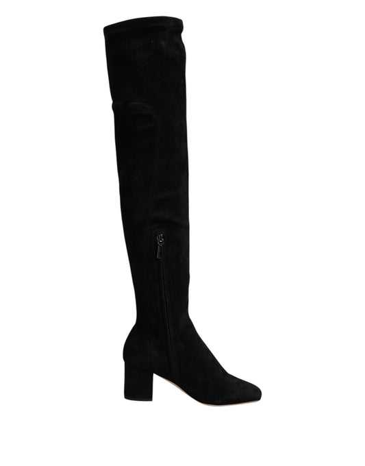 Botas altas hasta la rodilla de piel de ante negra