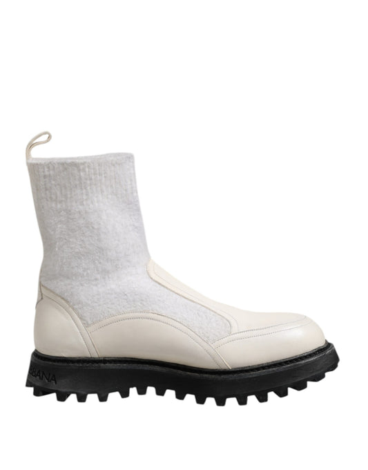 Botas de media caña con logotipo DG en blanco y beige